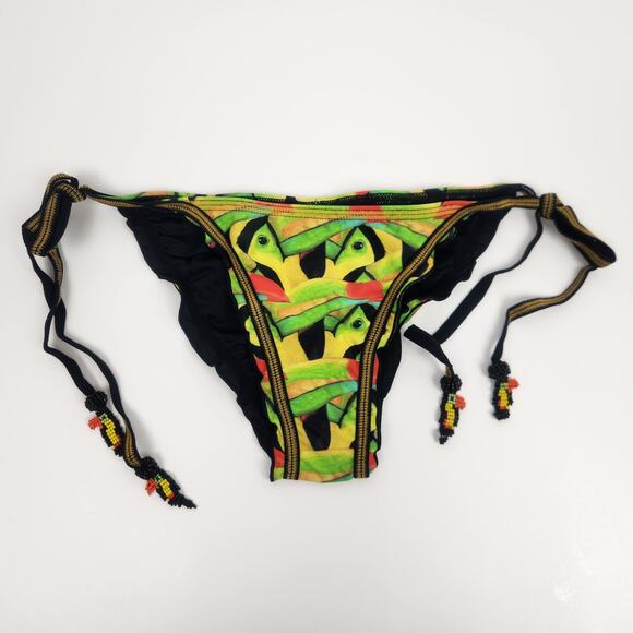Agua Bendita Tucan Bikini Bottom Size Large NWT Tie Sides Adjustable Ruched - Picture 3 of 8